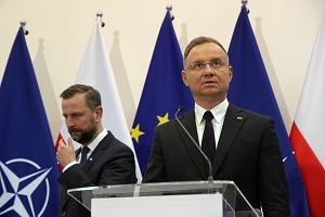 Prezydent Andrzej Duda i szef MON Władysław Kosiniak-Kamysz na odprawie kierowniczej kadry MON i Sił Zbrojnych RP